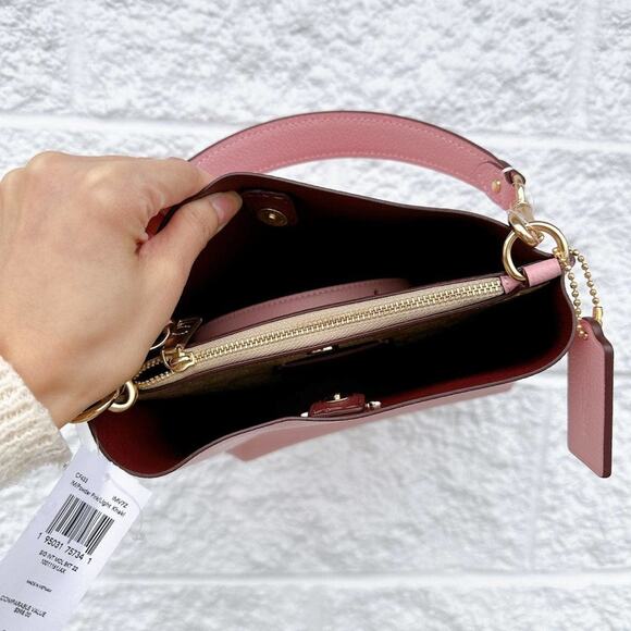 Coach CF433 Mollie Bucket 22 With Signature Canvas Interior IN Powder Pink - Picture 4 of 5